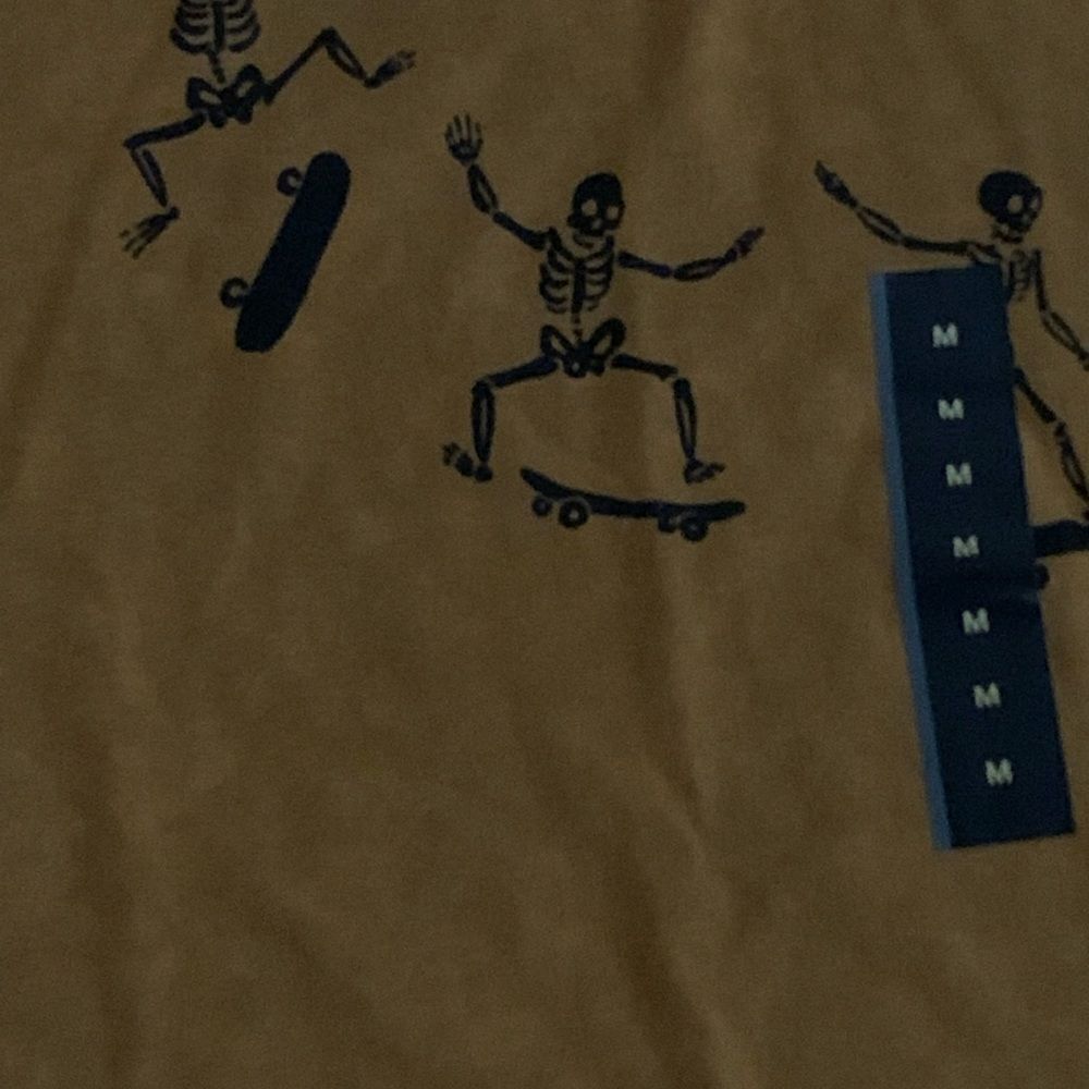 Boy Size 8/10 Long Sleeve Skateboard Skeleton Graphic Shirt Brown Halloween Fall - Picture 8 of 10